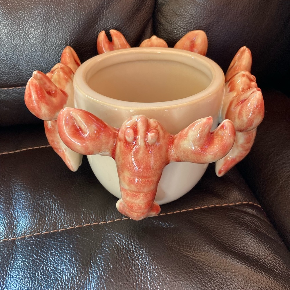 Artisan Lobster Ceramic Vase - Cream and Red
